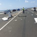 Divider destroyed in highway accident